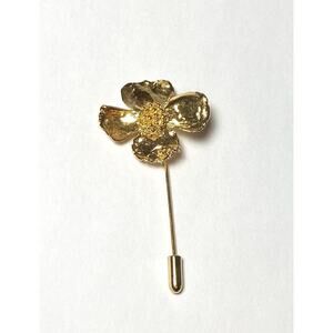 Stick Pin Dogwood Flower Four Leaves Vintage Estate Large Unique Rare Gold Tone